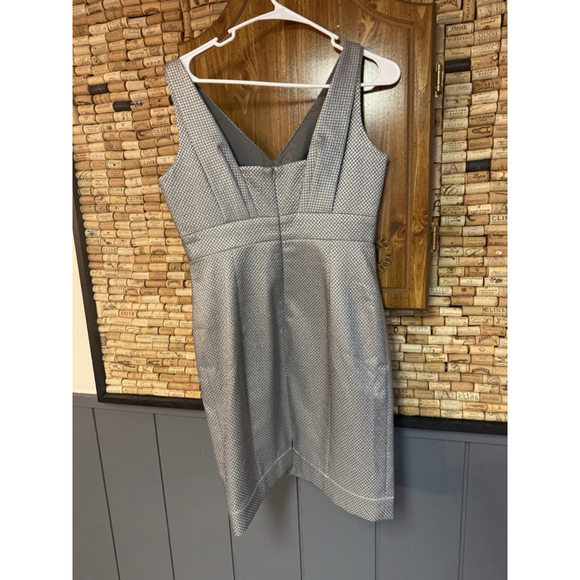 Vintage Y2K Talbots Sleeveless Silver Metallic V-neck Dress Size 6 Holiday - Picture 3 of 6